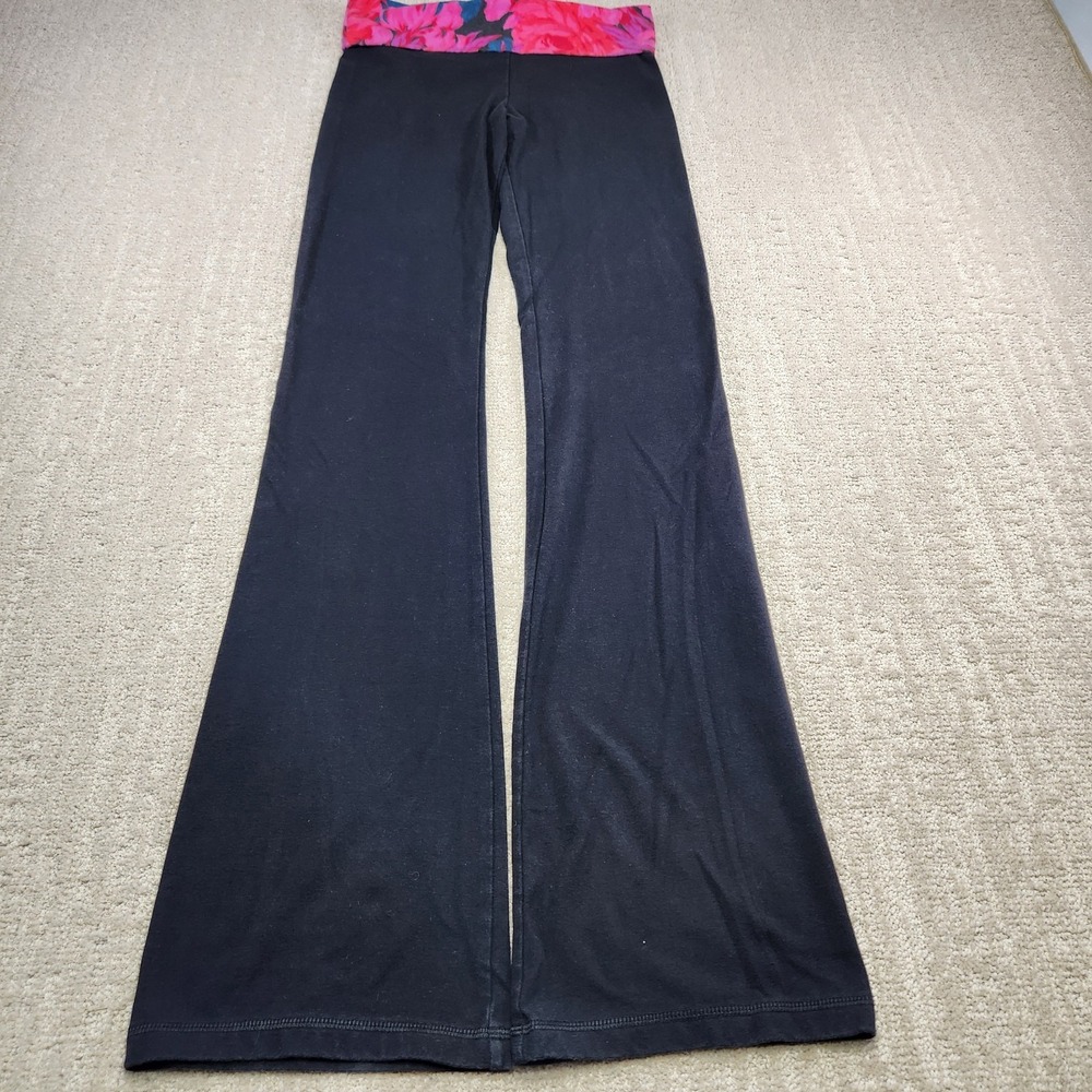 Vintage Y2K Victoria's Secret Leggings Women XS Fold Over Flare Low Rise Black